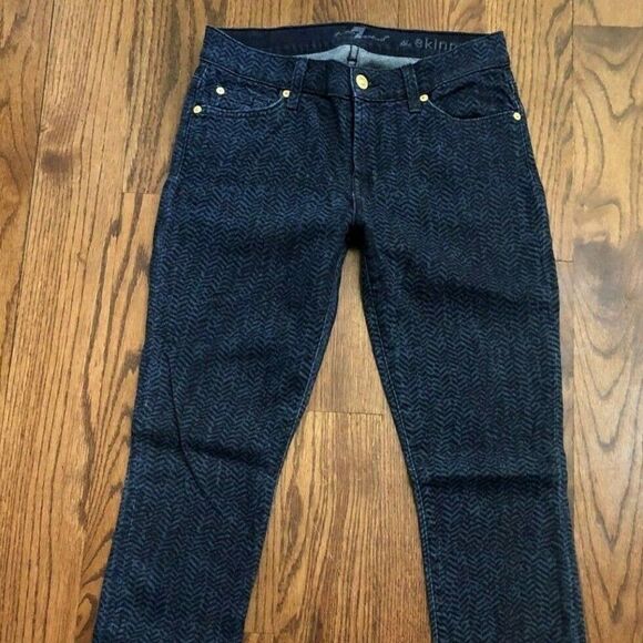 The Skinny Herringbone Pattern Jeans 7FAM Size 28 - Picture 4 of 7